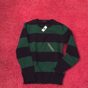 Brand new green and navy striped sweater (unisex)
